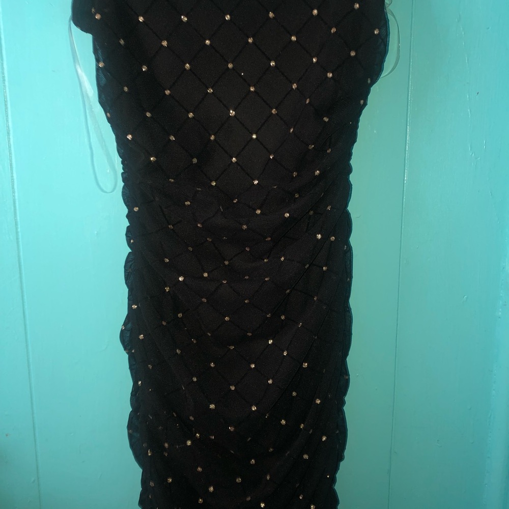 Cute mini dress black with gold glitter dots